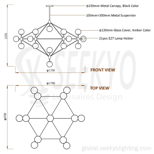 Customized Chandelier For Project Custom 21 head bubble glass black chandelier Factory